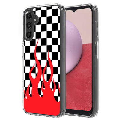 Checkers Flame Print Slim Cover For Samsung Galaxy A (A42, A35, A25, A15, A11, A03S), Print in USA