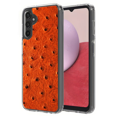 Orange Ostrich Print Slim Cover For Samsung Galaxy A (A42, A35, A25, A15, A11, A03S), Print in USA