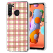 Pink Plaid Line Print Slim Cover For Samsung Galaxy A (A42, A35, A25, A15, A11, A03S), Print in USA