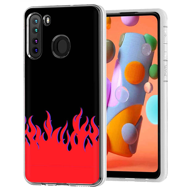 Red Flames Print Slim Cover For Samsung Galaxy A (A42, A35, A25, A15, A11, A03S), Print in USA