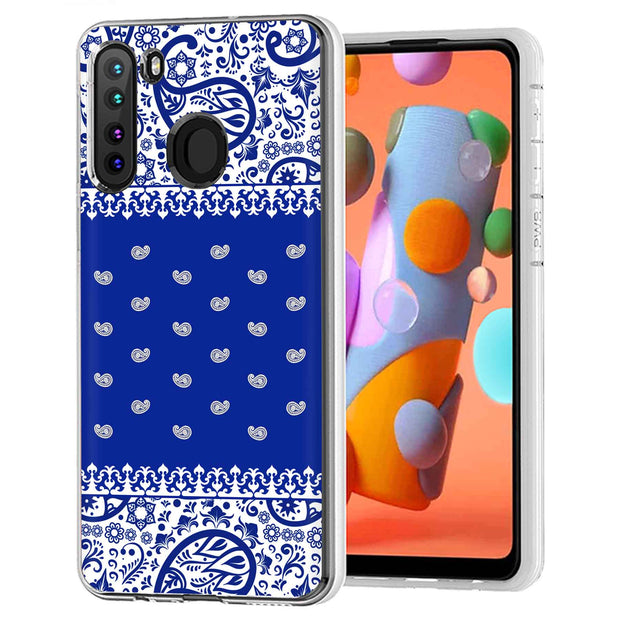 Paisley Blue Print Slim Cover For Samsung Galaxy A (A42, A35, A25, A15, A11, A03S), Print in USA