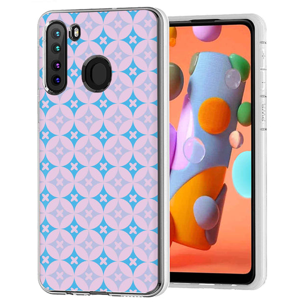 Blue X Circle Print Slim Cover For Samsung Galaxy A (A42, A35, A25, A15, A11, A03S), Print in USA