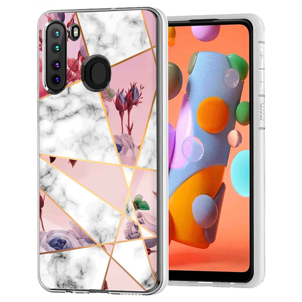 Marble Flower Print Slim Cover For Samsung Galaxy A (A42, A35, A25, A15, A11, A03S), Print in USA