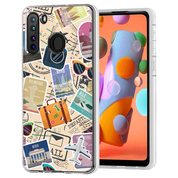 Travel Sticker Print Slim Cover For Samsung Galaxy A (A42, A35, A25, A15, A11, A03S), Print in USA