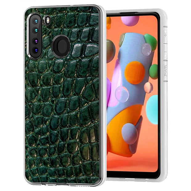 Green Alligator Print Slim Cover For Samsung Galaxy A (A42, A35, A25, A15, A11, A03S), Print in USA