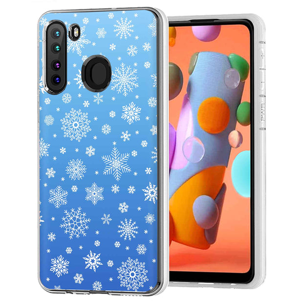 Blue Snowflakes Print Slim Cover For Samsung Galaxy A (A42, A35, A25, A15, A11, A03S), Print in USA