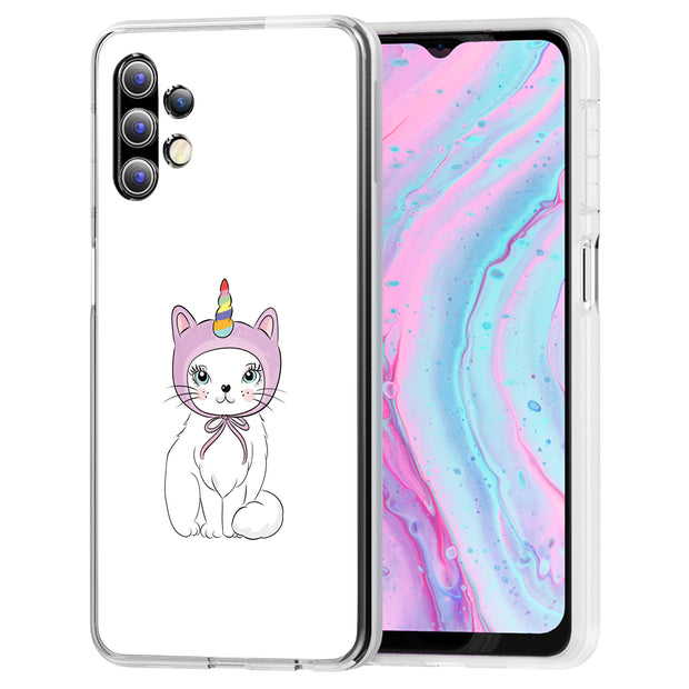 Unicorn Kitty Print Slim Cover For Samsung Galaxy A (A42, A35, A25, A15, A11, A03S), Print in USA