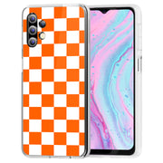 Orange Checker Print Slim Cover For Samsung Galaxy A (A42, A35, A25, A15, A11, A03S), Print in USA