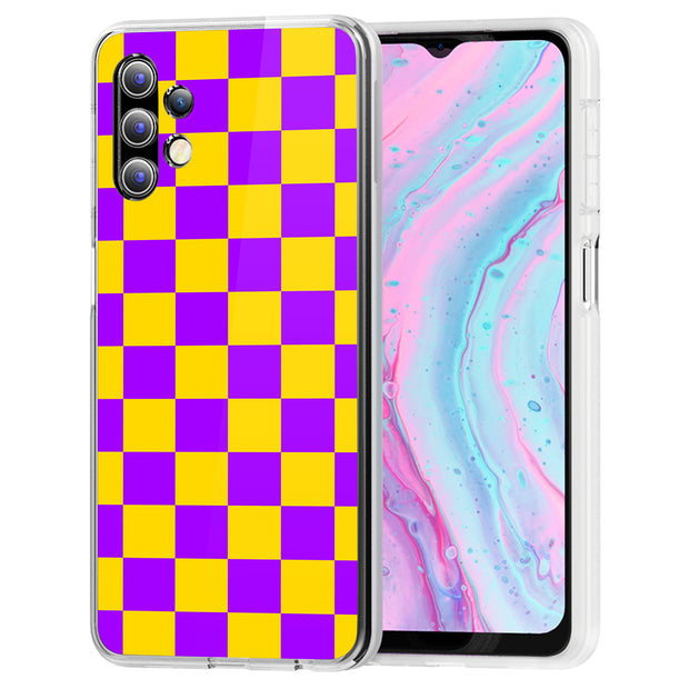 Yellow Checker Print Slim Cover For Samsung Galaxy A (A42, A35, A25, A15, A11, A03S), Print in USA