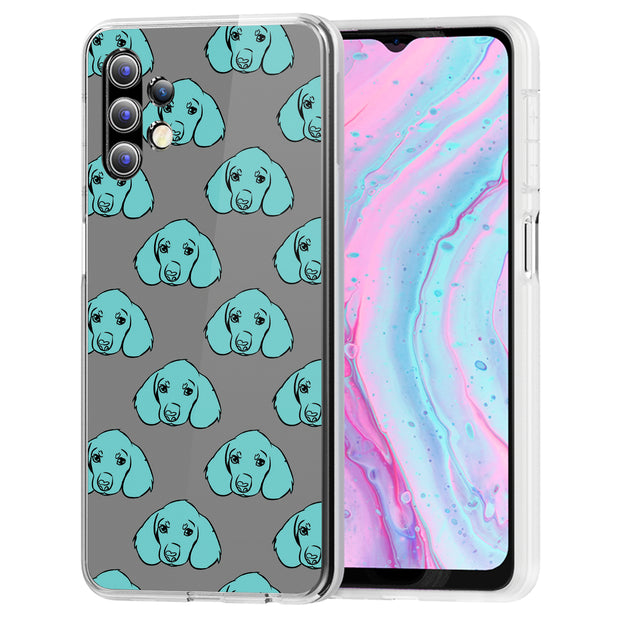 Blue Dog Print Slim Cover For Samsung Galaxy A (A42, A35, A25, A15, A11, A03S), Print in USA