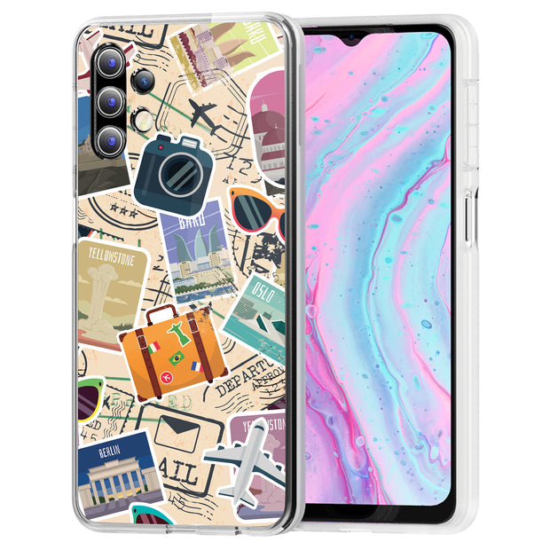 Travel Sticker Print Slim Cover For Samsung Galaxy A (A42, A35, A25, A15, A11, A03S), Print in USA