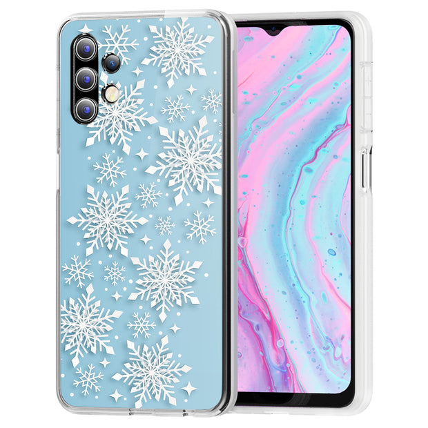 Snowflake Blue Print Slim Cover For Samsung Galaxy A (A42, A35, A25, A15, A11, A03S), Print in USA