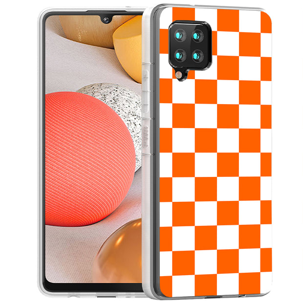 Orange Checker Print Slim Cover For Samsung Galaxy A (A42, A35, A25, A15, A11, A03S), Print in USA