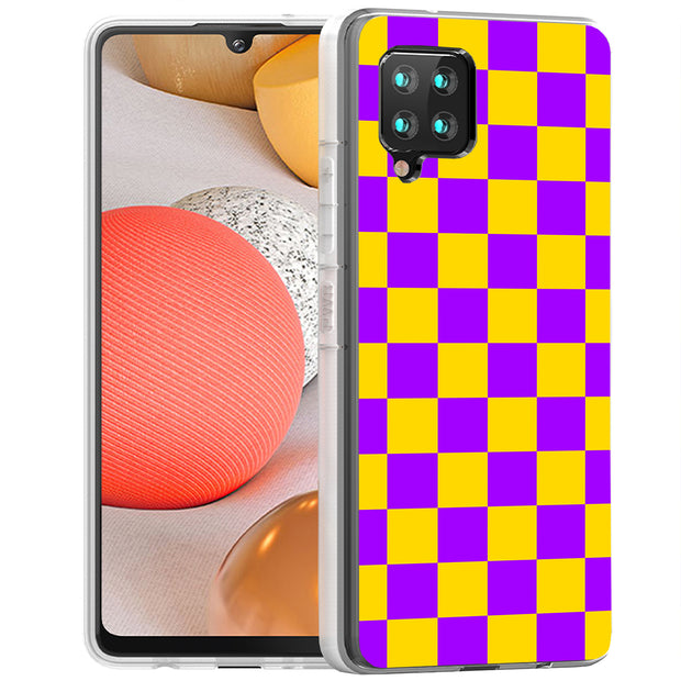 Yellow Checker Print Slim Cover For Samsung Galaxy A (A42, A35, A25, A15, A11, A03S), Print in USA