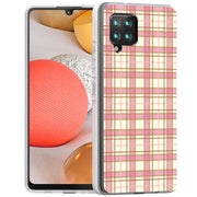 Pink Plaid Line Print Slim Cover For Samsung Galaxy A (A42, A35, A25, A15, A11, A03S), Print in USA