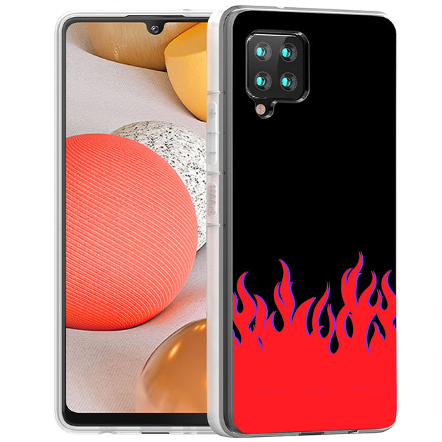 Red Flames Print Slim Cover For Samsung Galaxy A (A42, A35, A25, A15, A11, A03S), Print in USA