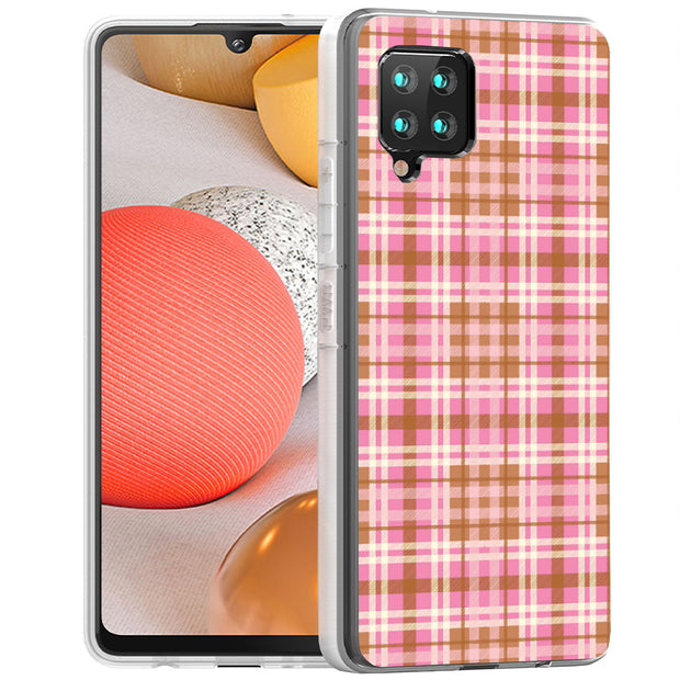 Plaid Grid Line Print Slim Cover For Samsung Galaxy A (A42, A35, A25, A15, A11, A03S), Print in USA