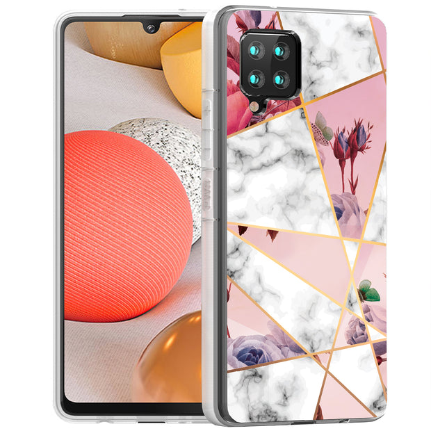 Marble Flower Print Slim Cover For Samsung Galaxy A (A42, A35, A25, A15, A11, A03S), Print in USA