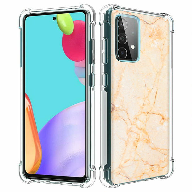 Yellow Marble Print Slim Cover For Samsung Galaxy A (A42, A35, A25, A15, A11, A03S), Print in USA