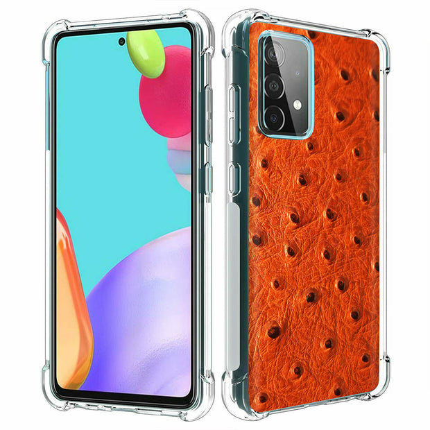 Orange Ostrich Print Slim Cover For Samsung Galaxy A (A42, A35, A25, A15, A11, A03S), Print in USA