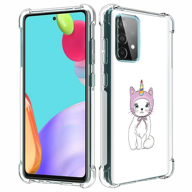 Unicorn Kitty Print Slim Cover For Samsung Galaxy A (A42, A35, A25, A15, A11, A03S), Print in USA