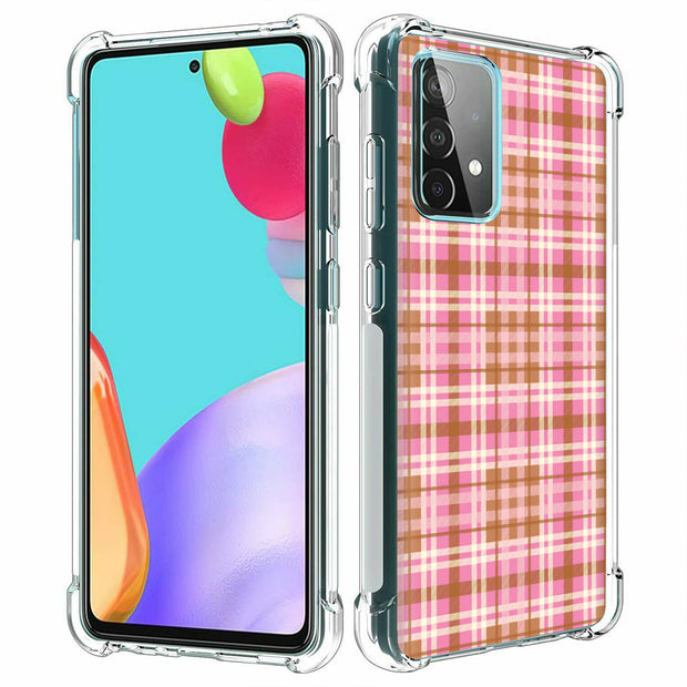 Plaid Grid Line Print Slim Cover For Samsung Galaxy A (A42, A35, A25, A15, A11, A03S), Print in USA