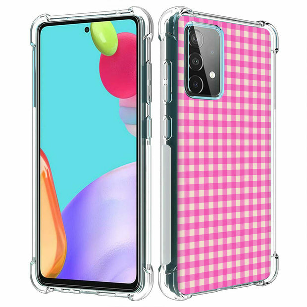 Pink Gingham Print Slim Cover For Samsung Galaxy A (A42, A35, A25, A15, A11, A03S), Print in USA