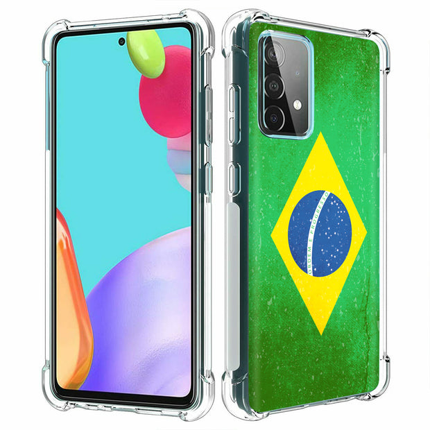 Old Flag Brazil Print Slim Cover For Samsung Galaxy A (A42, A35, A25, A15, A11, A03S), Print in USA