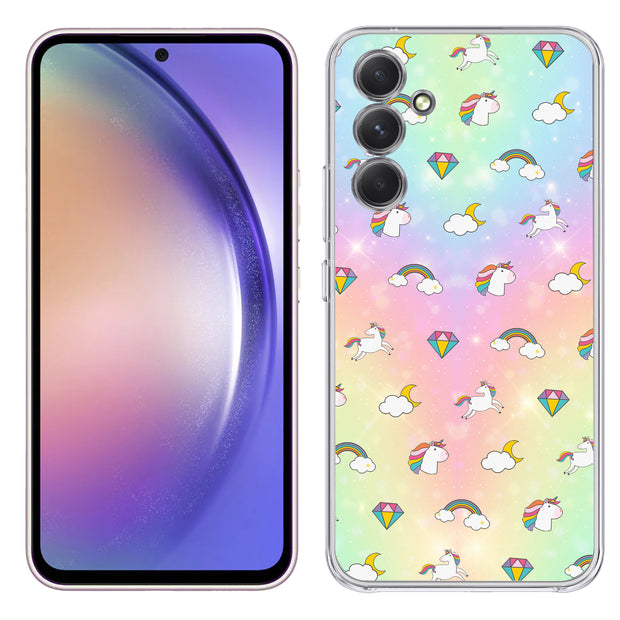 Rainbow Unicorn Print Slim Cover For Samsung Galaxy A (A42, A35, A25, A15, A11, A03S), Print in USA