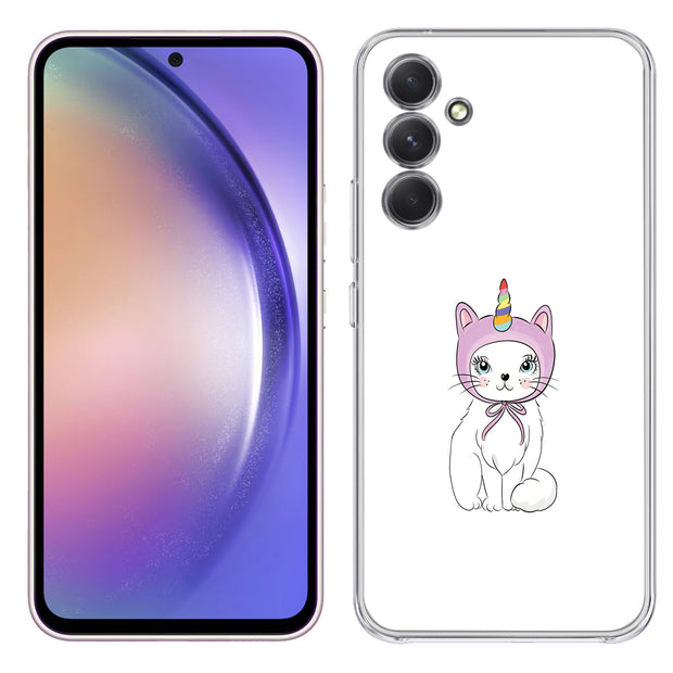 Unicorn Kitty Print Slim Cover For Samsung Galaxy A (A42, A35, A25, A15, A11, A03S), Print in USA