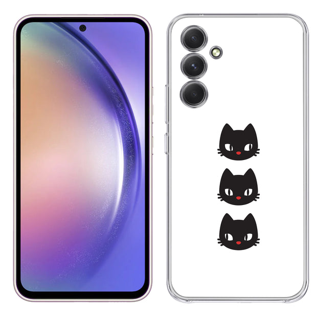 Black Cat Print Slim Cover For Samsung Galaxy A (A42, A35, A25, A15, A11, A03S), Print in USA