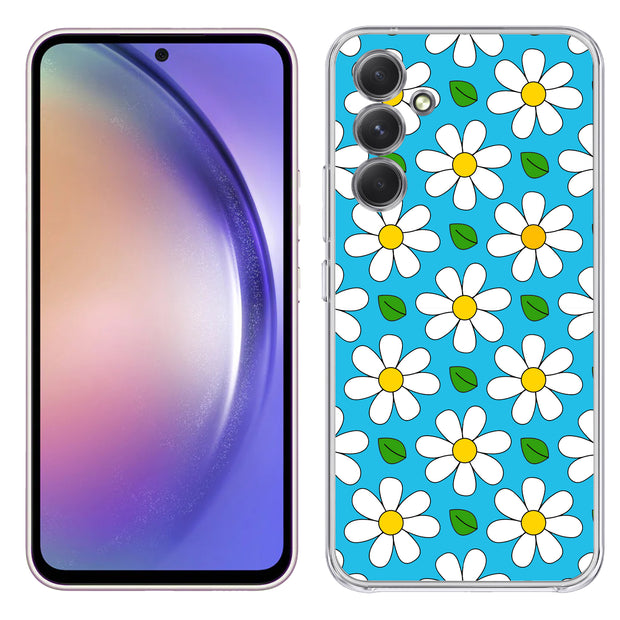 Daisy Pattern Print Slim Cover For Samsung Galaxy A (A42, A35, A25, A15, A11, A03S), Print in USA