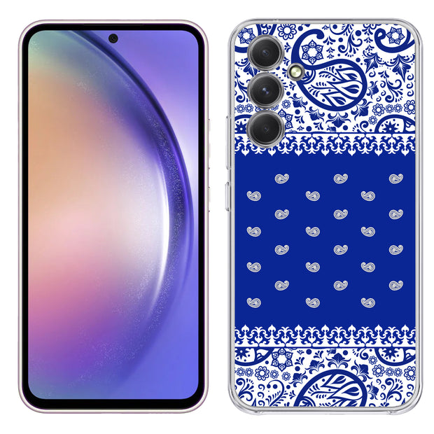 Paisley Blue Print Slim Cover For Samsung Galaxy A (A42, A35, A25, A15, A11, A03S), Print in USA