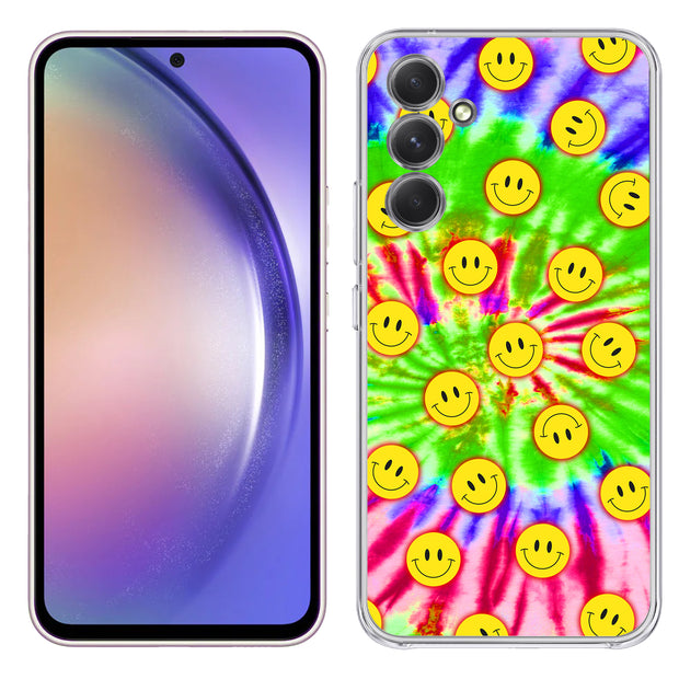 Tie Dye Smile Print Slim Cover For Samsung Galaxy A (A42, A35, A25, A15, A11, A03S), Print in USA