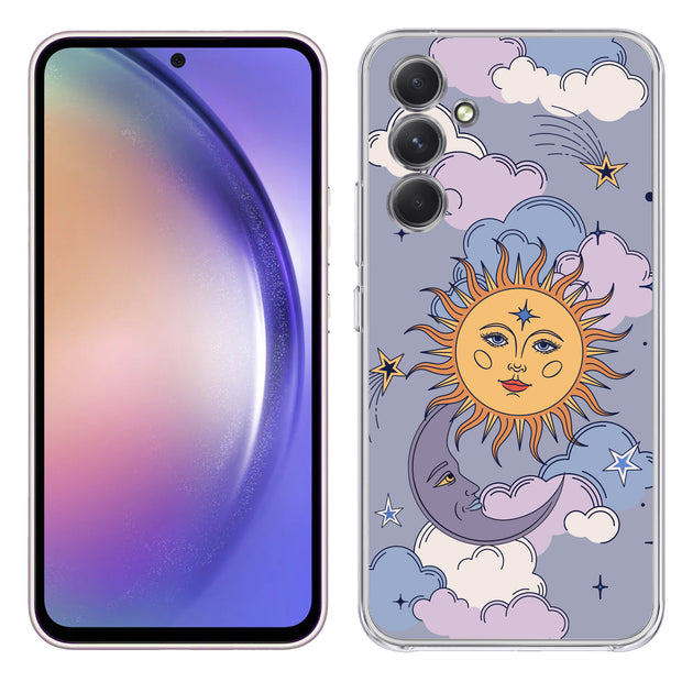 Sun Moon Stars Print Slim Cover For Samsung Galaxy A (A42, A35, A25, A15, A11, A03S), Print in USA