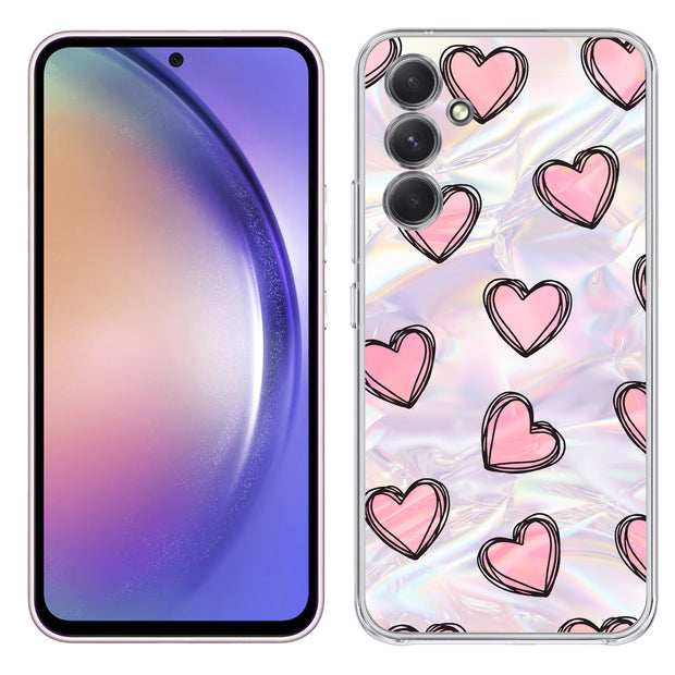 Girly Hearts Print Slim Cover For Samsung Galaxy A (A42, A35, A25, A15, A11, A03S), Print in USA