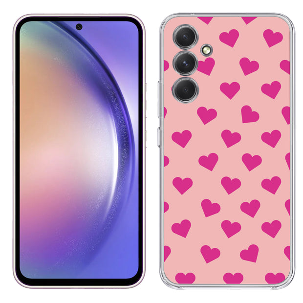 Cute Pink Love Print Slim Cover For Samsung Galaxy A (A42, A35, A25, A15, A11, A03S), Print in USA