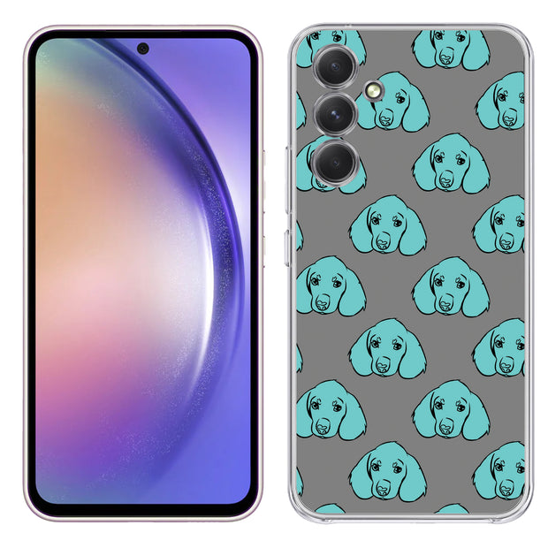 Blue Dog Print Slim Cover For Samsung Galaxy A (A42, A35, A25, A15, A11, A03S), Print in USA