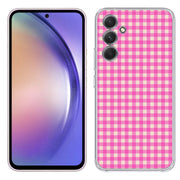 Pink Gingham Print Slim Cover For Samsung Galaxy A (A42, A35, A25, A15, A11, A03S), Print in USA