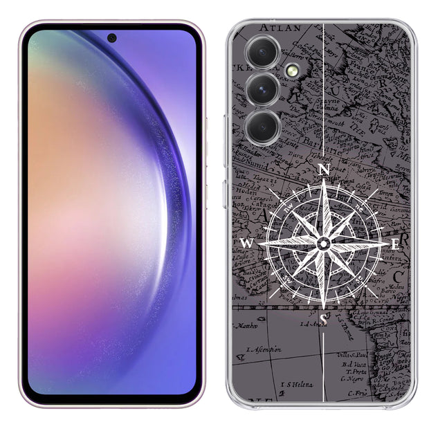 Map Compass Print Slim Cover For Samsung Galaxy A (A42, A35, A25, A15, A11, A03S), Print in USA