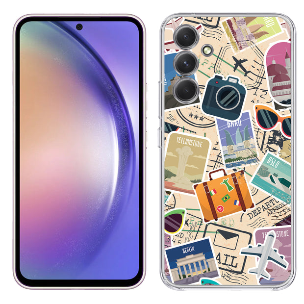 Travel Sticker Print Slim Cover For Samsung Galaxy A (A42, A35, A25, A15, A11, A03S), Print in USA