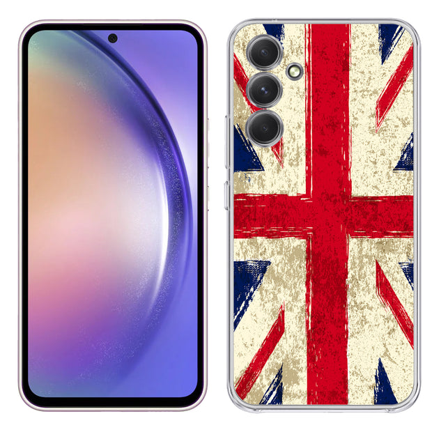 Old UK Flag Print Slim Cover For Samsung Galaxy A (A42, A35, A25, A15, A11, A03S), Print in USA