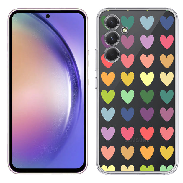 Colorful Hearts Print Slim Cover For Samsung Galaxy A (A42, A35, A25, A15, A11, A03S), Print in USA