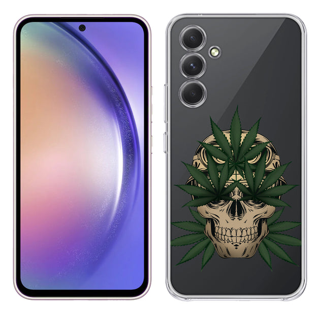 Marijuana Skull Print Slim Cover For Samsung Galaxy A (A42, A35, A25, A15, A11, A03S), Print in USA