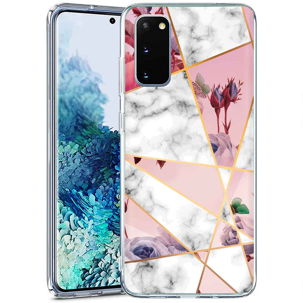 Marble Flower Print Slim Cover For Samsung Galaxy S (S24, S23, S22, S21 / Plus, FE, Ultra), Print in USA