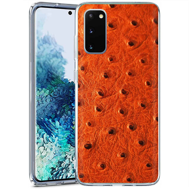 Orange Ostrich Print Slim Cover For Samsung Galaxy S (S24, S23, S22, S21 / Plus, FE, Ultra), Print in USA