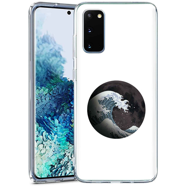 Great Wave Moon Print Slim Cover For Samsung Galaxy S (S24, S23, S22, S21 / Plus, FE, Ultra), Print in USA