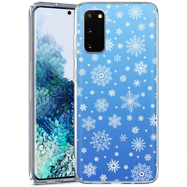 Blue Snowflakes Print Slim Cover For Samsung Galaxy S (S24, S23, S22, S21 / Plus, FE, Ultra), Print in USA