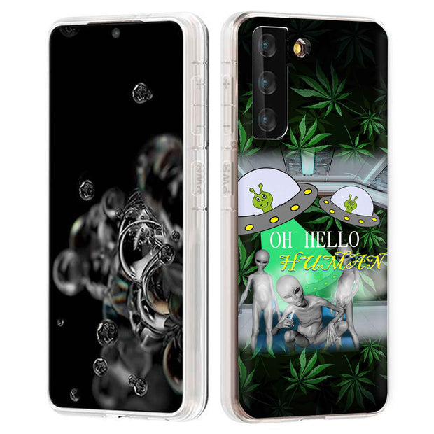 Marijuana Alien Print Slim Cover For Samsung Galaxy S (S24, S23, S22, S21 / Plus, FE, Ultra), Print in USA