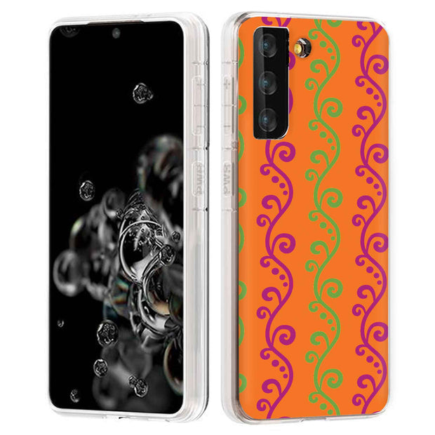 Purple Grn Vine Print Slim Cover For Samsung Galaxy S (S24, S23, S22, S21 / Plus, FE, Ultra), Print in USA